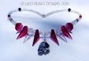 m/w Swarovski Silver Night Skull and Red Spikes 18
