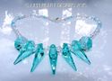 m/w Swarovski Crystal Antique Green Aqua Spike Nec