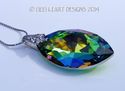 m/w Swarovski Peacock Marquise Cats Eye Necklace w