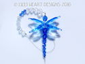 m/w Swarovski Blue Dragonfly Leaf Wings Suncatcher