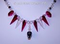 m/w Swarovski Silver Night Skull and Red Spikes 18