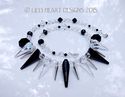 m/w Swarovski Crystal Jet Black Clear Silver Spike