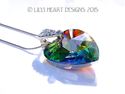 Fine Crystal Peacock Heart Pendant with Silver Pla