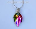 m/w Swarovski RARE Double Peacock Leaf Pendant Sun