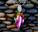m/w Swarovski RARE Double Peacock Leaf Pendant Sun