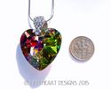 Fine Crystal Peacock Heart Pendant with Silver Pla