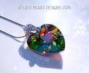 Fine Crystal Peacock Heart Pendant with Silver Pla