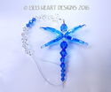 m/w Swarovski Blue Dragonfly Leaf Wings Suncatcher