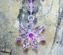 m/w Swarovski Crystal Pink Flower Car Charm or Sun