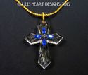 m/w Fine Crystal Cross Necklace on 24k GP Chain Su