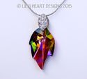 m/w Swarovski RARE Double Peacock Leaf Pendant Sun