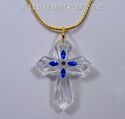 m/w Fine Crystal Cross Necklace on 24k GP Chain Su