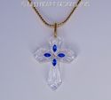 m/w Fine Crystal Cross Necklace on 24k GP Chain Su