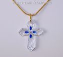 m/w Fine Crystal Cross Necklace on 24k GP Chain Su