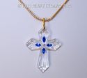 m/w Fine Crystal Cross Necklace on 24k GP Chain Su