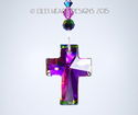 m/w Swarovski RARE Peacock Color Cross Car Charm S