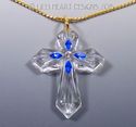 m/w Fine Crystal Cross Necklace on 24k GP Chain Su