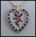 FAIRY WITHIN A CRYSTAL HEART  PENDANT ON CHAIN