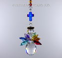  m/w Swarovski Rainbow Double Chakra CROSS ANGEL S