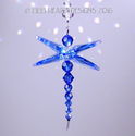 m/w Swarovski Blue Dragonfly Leaf Wings Suncatcher