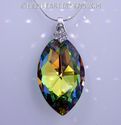 m/w Swarovski Peacock Marquise Cats Eye Necklace w