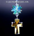 m/w Swarovski 40mm AB Cross and RARE AB Aqua Star 