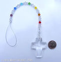 m/w Swarovski Crystal 40mm Clear Cross LONG Chakra