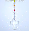 m/w Swarovski Crystal 40mm Clear Cross LONG Chakra