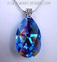 m/w Swarovski Sapphire AB Teardrop Silver Plate Ch