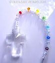m/w Swarovski Crystal 40mm Clear Cross LONG Chakra