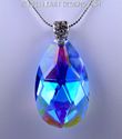 m/w Swarovski Sapphire AB Teardrop Silver Plate Ch