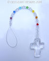 m/w Swarovski Crystal 40mm Clear Cross LONG Chakra