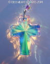 m/w Swarovski Crystal Aurora CROSS with AB HEARTS 