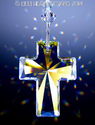 m/w Swarovski Crystal Aurora CROSS with AB HEARTS 
