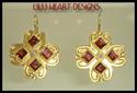 VICTORIAN GARNET EARRINGS &  CZ 24K GOLD OVER STER