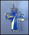 m/w Swarovski Crystal 40mm AB CROSS BLUE HEARTS Su
