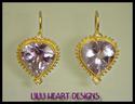 AMETHYST HEARTS WITH PEARL EARRINGS 24K OVER SILVE