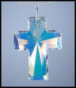 m/w Swarovski Crystal 40mm AB CROSS BLUE HEARTS Su