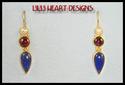 LAPIS, GARNET AND PEARL EARRINGS 24K OVER STERLING