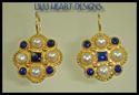 LAPIS AND PEARL EARRINGS 24K GOLD OVER STERLING SI