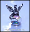 LITTLE TINY PEWTER DRAGON FIGURINE WITH 14mm SWARO