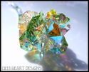 m/w Swarovski Crystal Aurora + Peridot Green Star 