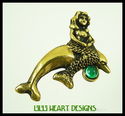 MERMAID RIDING DOLPHIN PEWTER PIN 24 GP MADE IN US