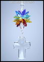 m/w All Swarovski Crystal Cross Rainbow Chakra Sun