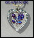 BLUE ROSE  WITHIN A CRYSTAL HEART PENDANT ON CHAIN