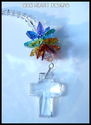 m/w All Swarovski Crystal Cross Rainbow Chakra Sun