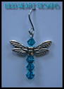 m/w Swawovski Crystal Teal Dragonfly Earrings Pewt