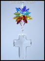 m/w All Swarovski Crystal Cross Rainbow Chakra Sun