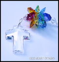 m/w All Swarovski Crystal Cross Rainbow Chakra Sun