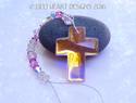 Big Pink and Aurora Crystal Cross m/w Swarovski Cr